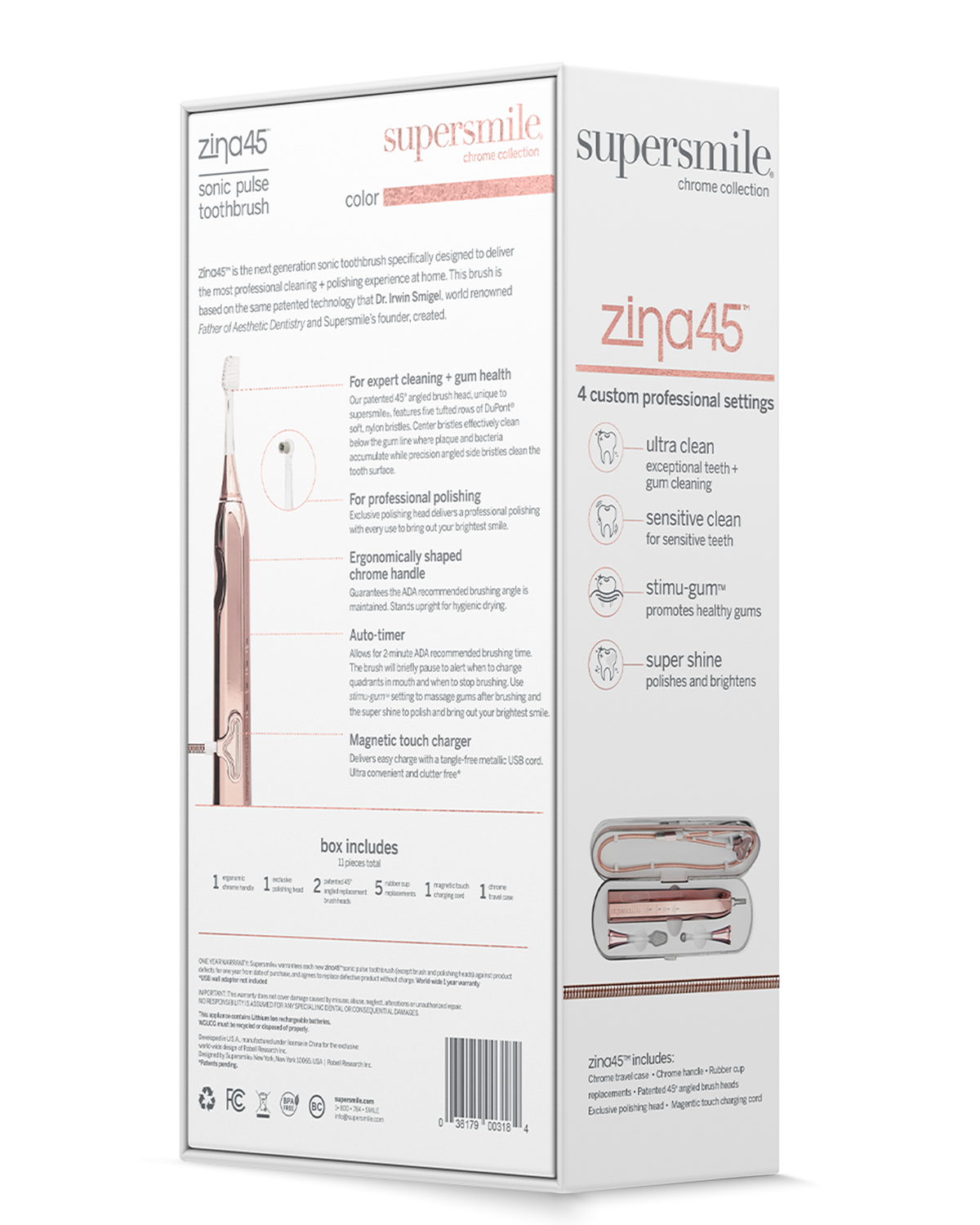 Supersmile Zina45 Sonic Pulse Toothbrush - Silver